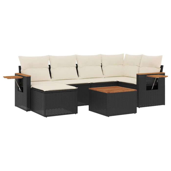 Set Divani da Giardino con Cuscini 7pz Nero Polyrattancod mxl 88912