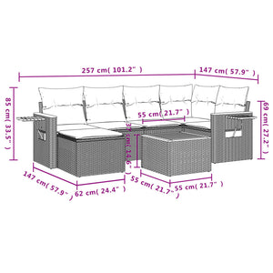 Set Divani da Giardino 7 pz con Cuscini Beige in Polyrattan 3227025