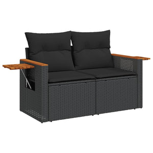 Set Divani da Giardino con Cuscini 7pz Nero Polyrattan 3227028