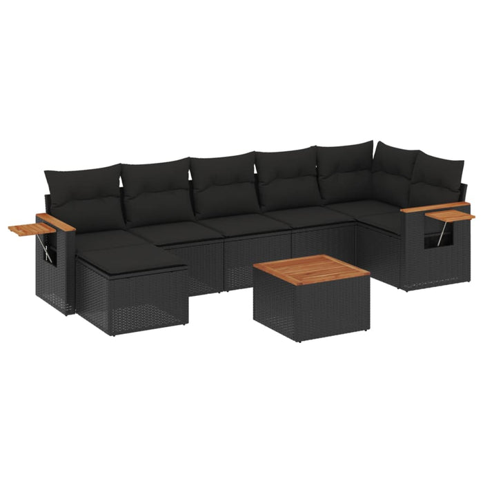 Set Divani da Giardino con Cuscini 8 pz Nero in Polyrattan 3227035