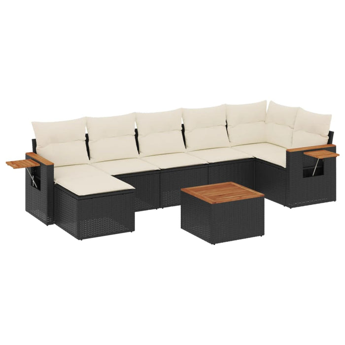 Set Divani da Giardino con Cuscini 8 pz Nero in Polyrattan 3227036