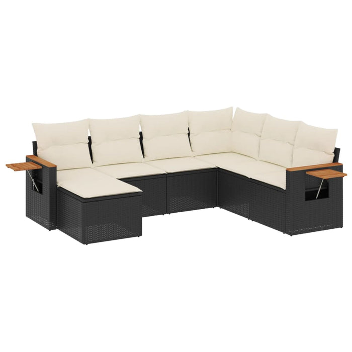 Set Divani da Giardino con Cuscini 7pz Nero Polyrattancod mxl 88915