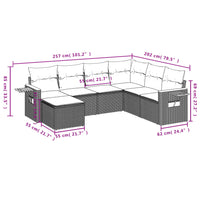 Set Divani da Giardino 7 pz con Cuscini Grigio in Polyrattan 3227047