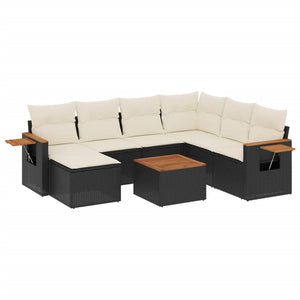 Set Divani da Giardino con Cuscini 8 pz Nero in Polyrattan 3227050