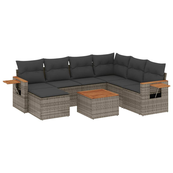 Set Divano da Giardino 8 pz con Cuscini Grigio in Polyrattan 3227054