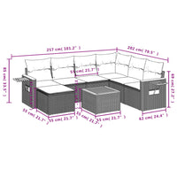 Set Divano da Giardino 8 pz con Cuscini Grigio in Polyrattan 3227054