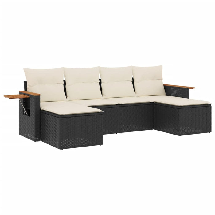 Set Divano da Giardino 6 pz con Cuscini Nero in Polyrattan 3227057