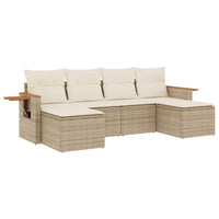 Set Divano da Giardino 6 pz con Cuscini Beige in Polyrattan 3227059