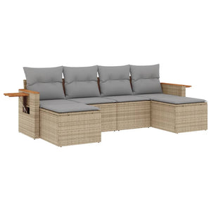 Set Divano da Giardino 6 pz con Cuscini Beige in Polyrattancod mxl 92991