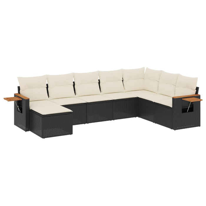 Set Divani da Giardino con Cuscini 8 pz Nero in Polyrattan 3227085