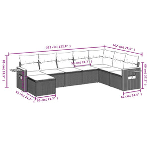 Set Divani da Giardino con Cuscini 8 pz Nero in Polyrattan 3227085