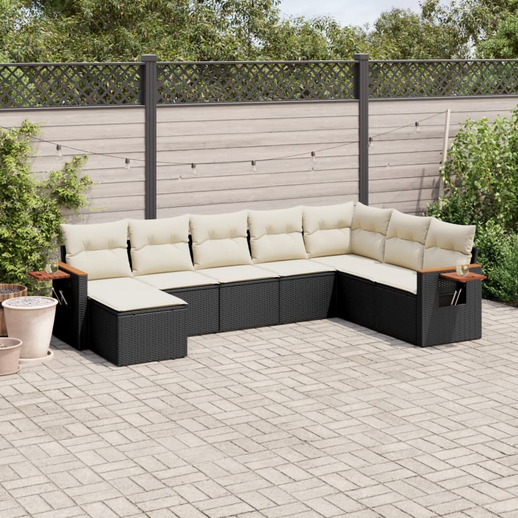 Set Divani da Giardino con Cuscini 8 pz Nero in Polyrattan 3227085