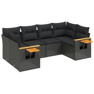 Set Divano da Giardino 6 pz con Cuscini Nero in Polyrattan 3227098