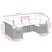 Set Divano da Giardino 6 pz con Cuscini Nero in Polyrattan 3227098