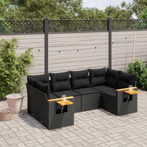 Set Divano da Giardino 6 pz con Cuscini Nero in Polyrattan 3227098