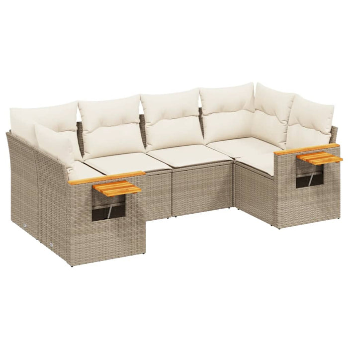 Set Divano da Giardino 6 pz con Cuscini Beige in Polyrattan 3227101