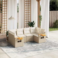 Set Divano da Giardino 6 pz con Cuscini Beige in Polyrattan 3227101