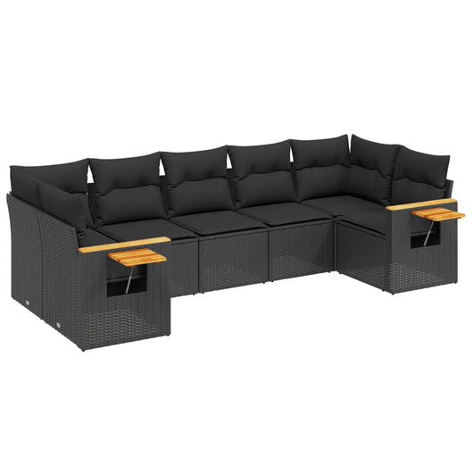 Set Divani da Giardino con Cuscini 7pz Nero Polyrattan 3227105