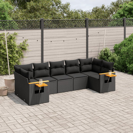 Set Divani da Giardino con Cuscini 7pz Nero Polyrattan 3227105