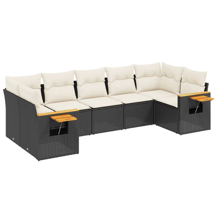 Set Divani da Giardino con Cuscini 7pz Nero Polyrattancod mxl 89806