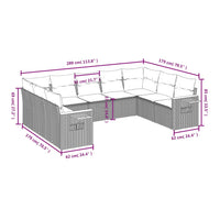 Set Divani da Giardino 9 pz con Cuscini Nero in Polyrattan 3227113