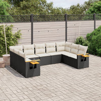 Set Divani da Giardino 9 pz con Cuscini Nero in Polyrattan 3227113