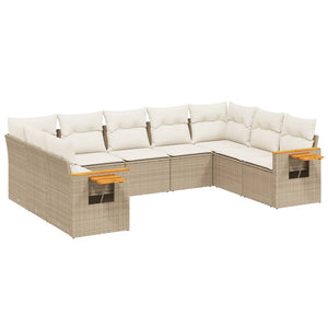 Set Divano da Giardino 9 pz con Cuscini Beige in Polyrattan 3227115