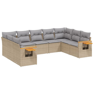 Set Divano da Giardino 9 pz con Cuscini Beige in Polyrattan 3227116