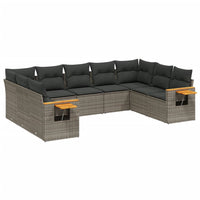 Set Divano da Giardino 9 pz con Cuscini Grigio in Polyrattan 3227117