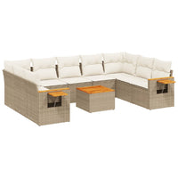 Set Divano da Giardino 10 pz con Cuscini Beige in Polyrattan 3227122