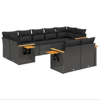 Set Divani da Giardino 9 pz con Cuscini Nero in Polyrattancod mxl 115058