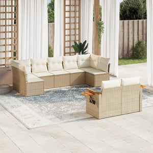 Set Divano da Giardino 9 pz con Cuscini Beige in Polyrattan 3227129