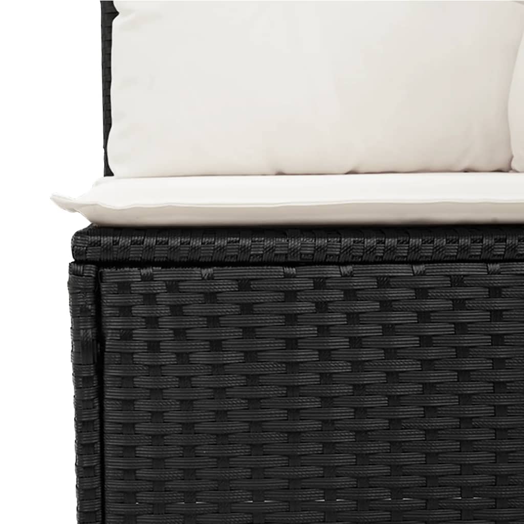 Set Divani da Giardino 10pz con Cuscini in Polyrattan Nero 3227162