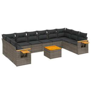 Set Divani da Giardino 11 pz con Cuscini in Polyrattan Grigiocod mxl 90200