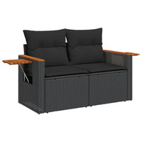 Set Divani da Giardino 10pz con Cuscini in Polyrattan Nero 3227175