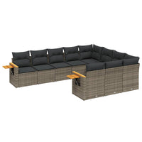 Set Divano da Giardino 10 pz con Cuscini Grigio in Polyrattan 3227180