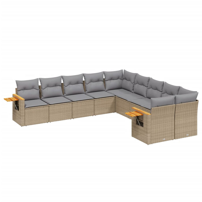 Set Divano da Giardino 10 pz con Cuscini Beige in Polyrattancod mxl 114758