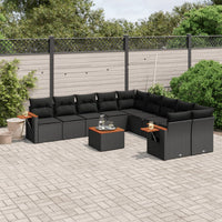 Set Divani da Giardino 11 pz con Cuscini in Polyrattan Nero 3227196