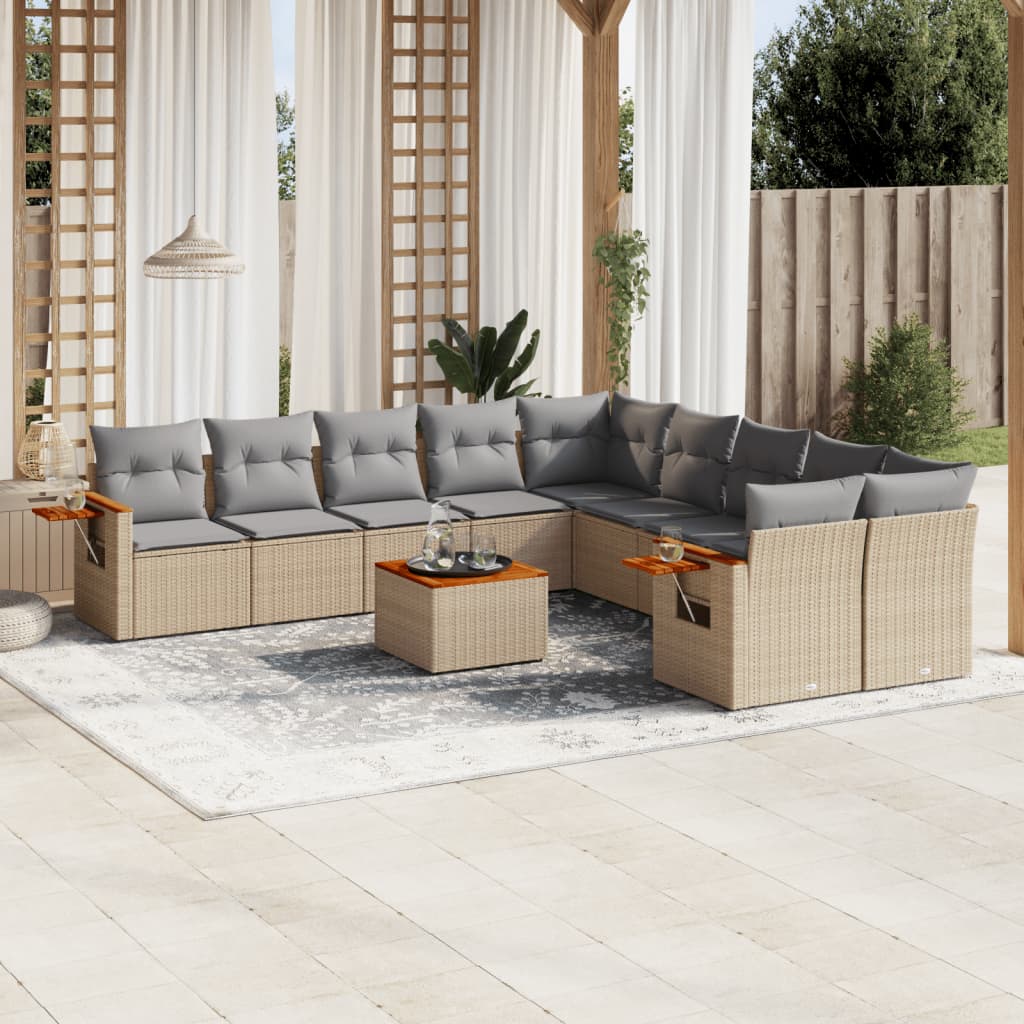 Set Divani da Giardino 11 pz con Cuscini Beige in Polyrattancod mxl 90463