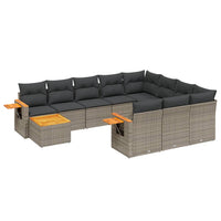 Set Divani da Giardino 11 pz con Cuscini in Polyrattan Grigio 3227208