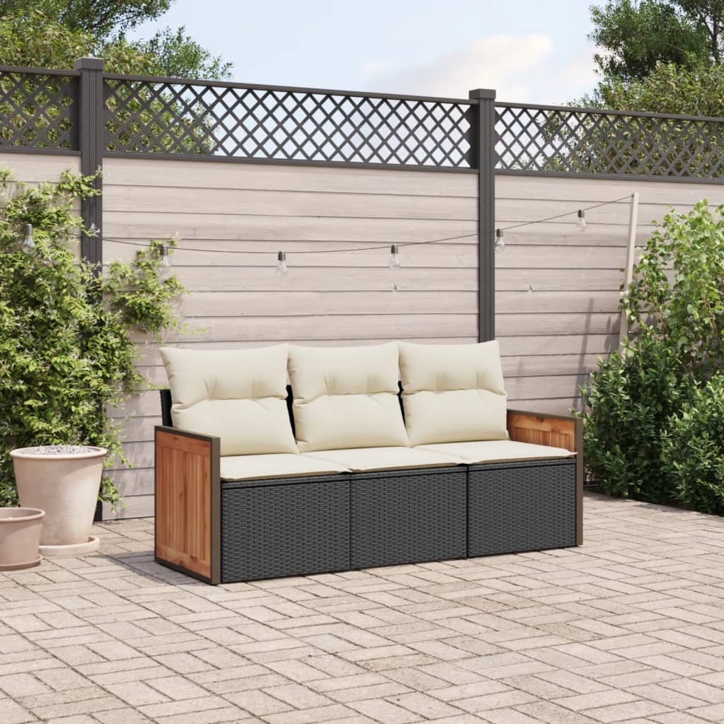 Set Divani da Giardino 3 pz con Cuscini in Polyrattan Nerocod mxl 112818