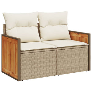 Set Divano da Giardino 4 pz con Cuscini Beige in Polyrattan 3227444