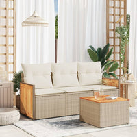 Set Divano da Giardino 4 pz con Cuscini Beige in Polyrattan 3227444