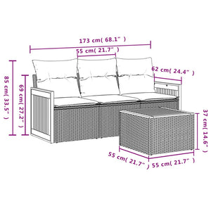 Set Divani da Giardino 4 pz con Cuscini in Polyrattan Grigio 3227446