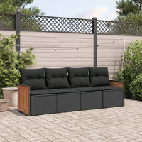 Set Divani da Giardino 4 pz con Cuscini Nero in Polyrattan 3227448