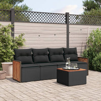 Set Divani da Giardino 5 pz con Cuscini in Polyrattan Nero 3227455