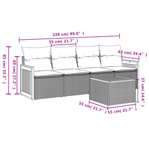 Set Divano da Giardino 5 pz con Cuscini Beige in Polyrattan 3227458