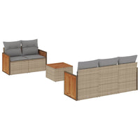 Set Divano da Giardino 6 pz con Cuscini Beige in Polyrattan 3227466