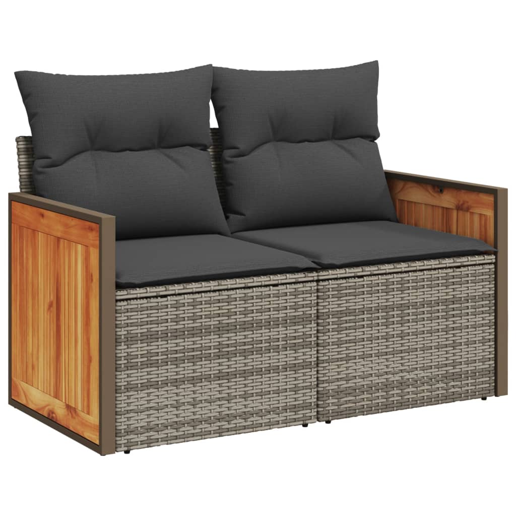 Set Divani da Giardino 7 pz con Cuscini Grigio in Polyrattan 3227474