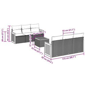 Set Divani da Giardino 7 pz con Cuscini Grigio in Polyrattan 3227474